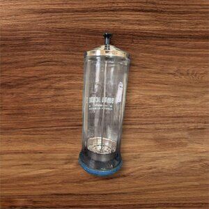 Vintage Barbicide Glass Disinfectant jar Barber Shop Comb Jar11"  blue base